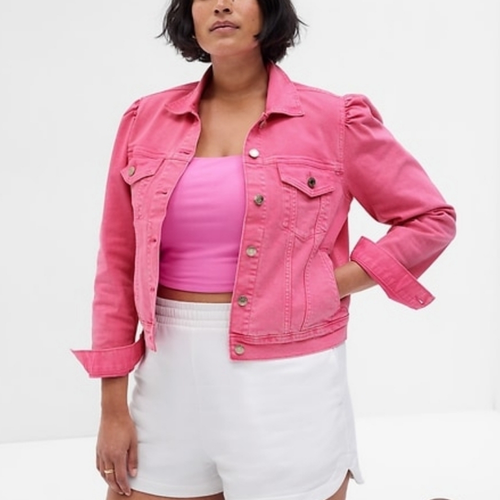 NWT Gap x Barbie Pink Denim Jacket Medium Petite